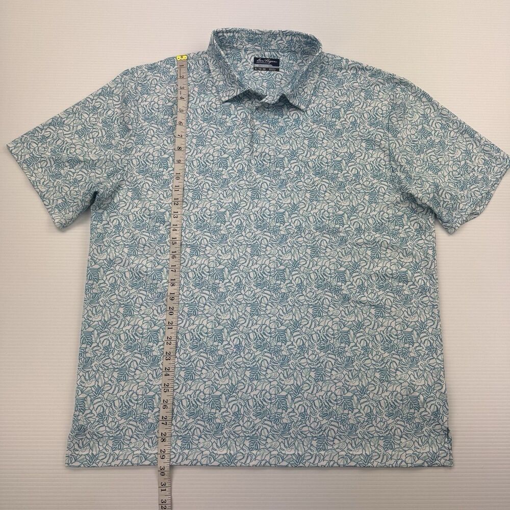 Ben Hogan Golf Polo Shirt Mens XL Blue Green Leaf Print Performance Stretch - Picture 9 of 9